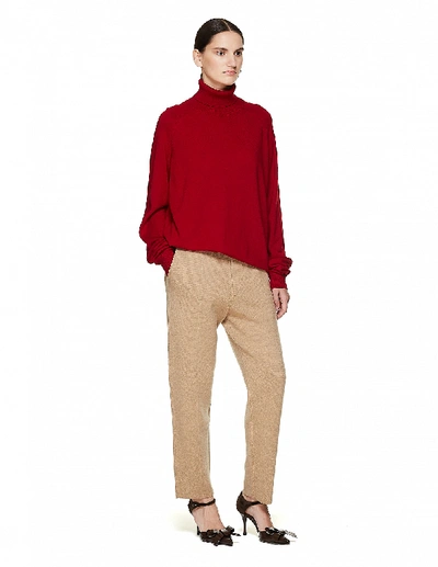 Shop Haider Ackermann Beige Wool & Cashmere Knitted Trousers