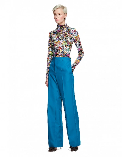 Shop Balenciaga Blue Wide Leg Trousers