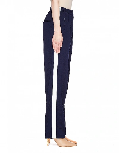 Shop Balenciaga Navy Blue Striped Sweatpants