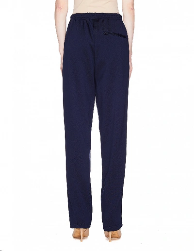 Shop Balenciaga Navy Blue Striped Sweatpants