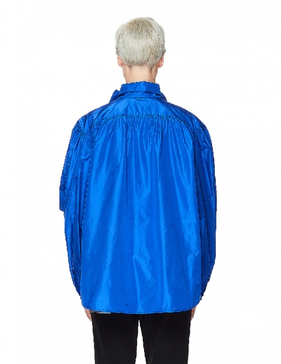 Shop Balenciaga Blue Silk Taffeta Double Shirt