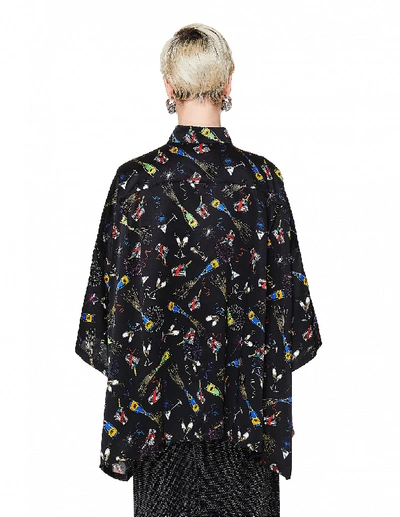 Shop Balenciaga Black Printed Silk Shirt