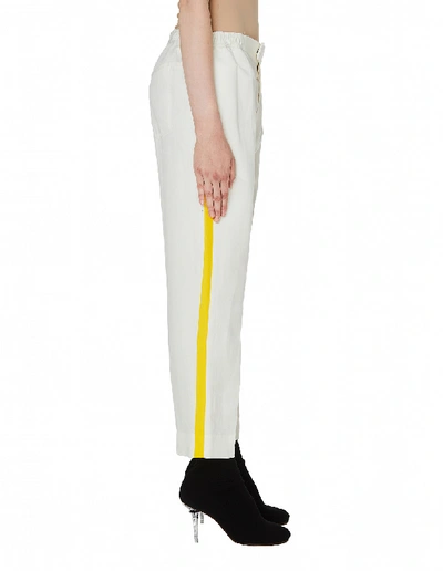 Shop Haider Ackermann White & Yellow Striped Azul Trousers