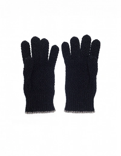 Shop Y's Black Wool Embroidered Gloves