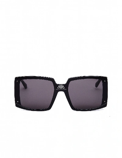 Shop Balenciaga Black Square Bb Sunglasses