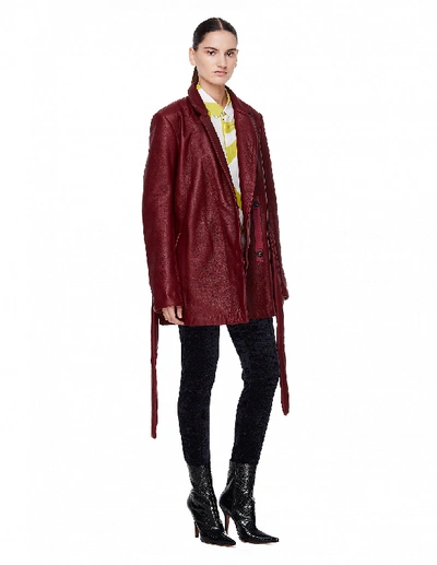 Shop Isaac Sellam Reguliere Burgundy Jacket With Belt