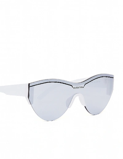 Shop Balenciaga Mirrored Lenses Ski Cat Sunglasses In White