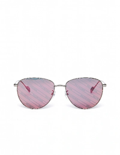 Shop Balenciaga Mirrored Logo Printed Invisible Sunglasses In Silver