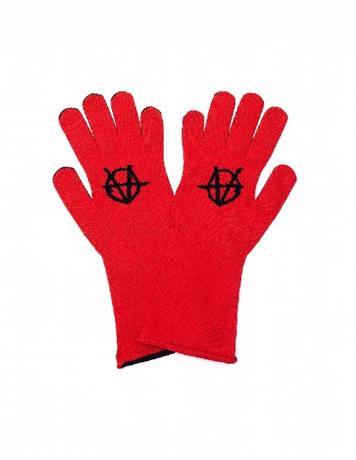 Shop Vetements Black & Red L.o.l. Gloves