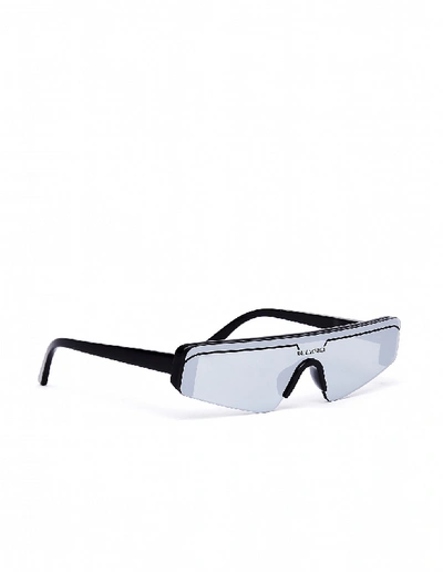 Shop Balenciaga Ski Rectangle Sunglasses In Silver