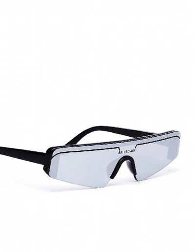 Shop Balenciaga Ski Rectangle Sunglasses In Silver
