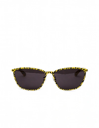 Balenciaga Yellow Zebra Printed D-frame Sunglasses In Yellow