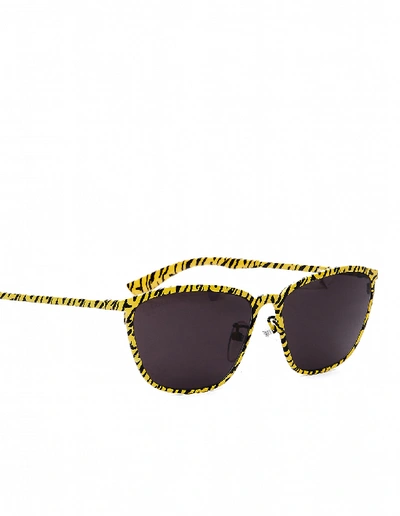 Shop Balenciaga Yellow Zebra Printed D-frame Sunglasses