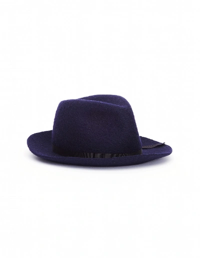 Shop Yohji Yamamoto Blue Wool Hat