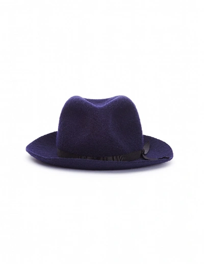 Shop Yohji Yamamoto Blue Wool Hat