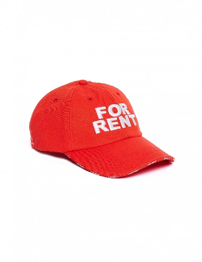 Shop Vetements Red For Rent Embroidered Cap