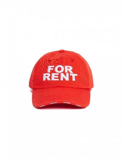 Shop Vetements Red For Rent Embroidered Cap