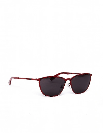 Shop Balenciaga Red Paris Printed D-frame Sunglasses
