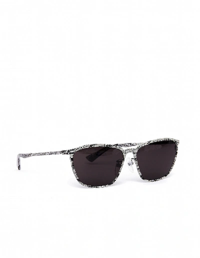 Shop Balenciaga White Logo Printed D-frame Sunglasses