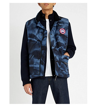 Shop Canada Goose Freestyle Crew Padded Shell-down Gilet In Abstr Camo Blu