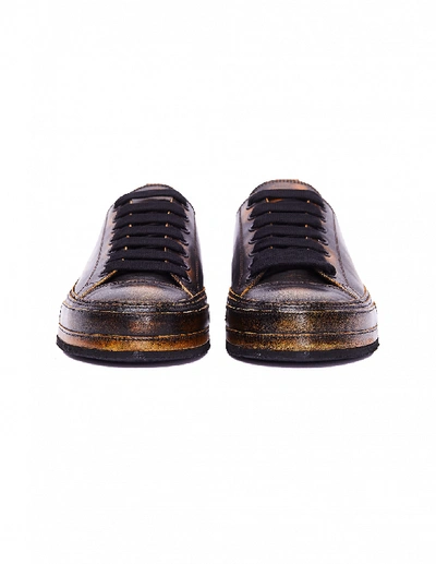 Shop Ann Demeulemeester Brown Leather Asportabile Sneakers