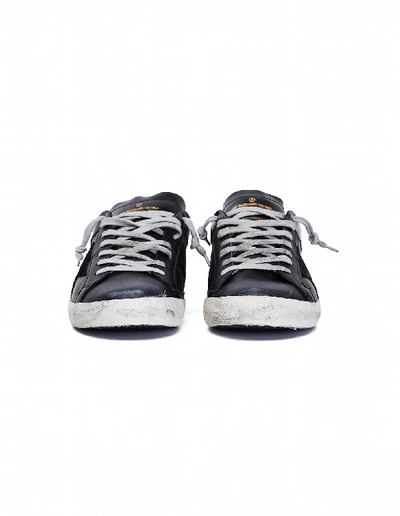 Shop Golden Goose Black Leather Superstar Sneakers In White