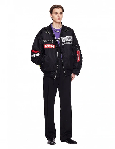 Shop Vetements Reversible Oversize Bomber Jacket In Black