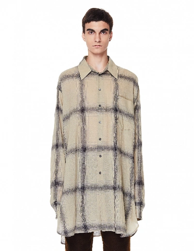 Ann Demeulemeester Oversized Check-patterned Shirt In Beige