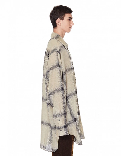 Ann Demeulemeester Oversized Check-patterned Shirt In Beige
