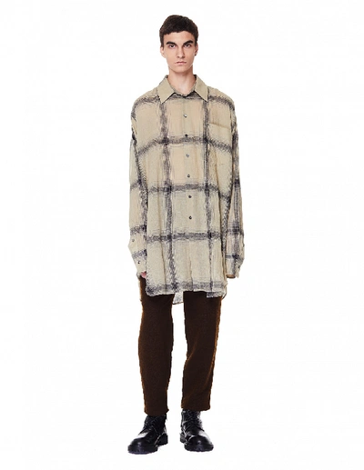 Ann Demeulemeester Oversized Check-patterned Shirt In Beige