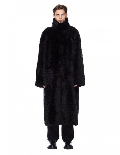 Shop Balenciaga Black Faux Fur Coat