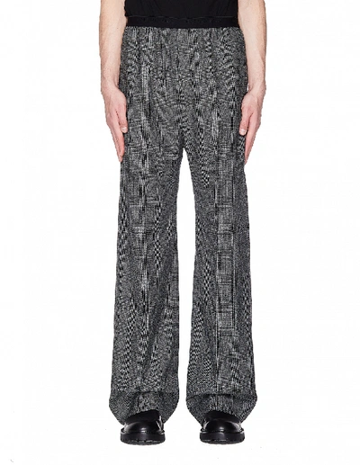 Shop Balenciaga Grey Checked Wool Trousers