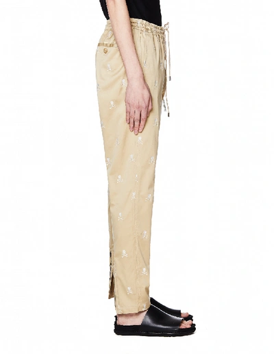 Shop Mastermind Japan Beige Cotton Embroidered Trousers