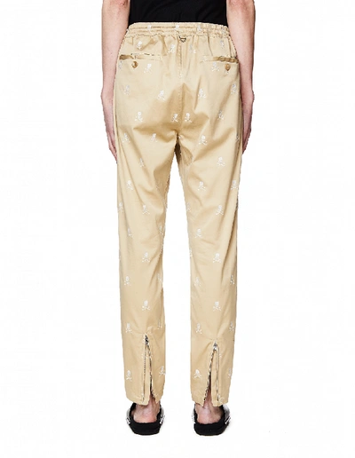 Shop Mastermind Japan Beige Cotton Embroidered Trousers