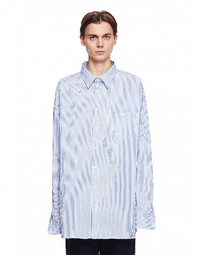 Shop Vetements Blue Striped Shirt