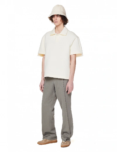 Shop Maison Margiela White Cotton Polo T-shirt In Black