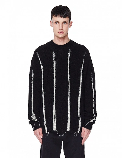 Shop Ann Demeulemeester Kuprin Black Striped Alpaca & Silk Sweater In White