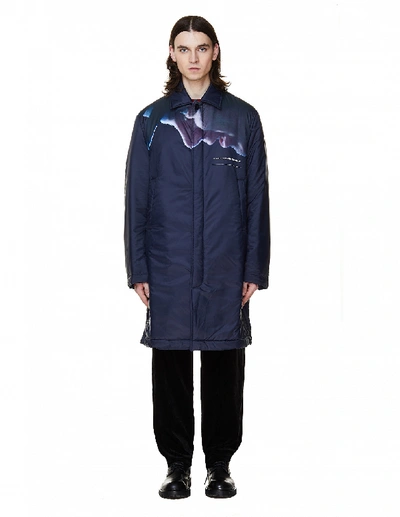 Shop Undercover Navy Blue Printed Padded Coat