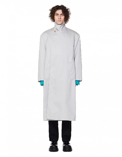 Shop Balenciaga Light Grey Cotton Coat