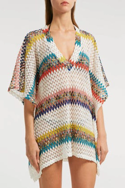 Shop Missoni Crochet-knit Kaftan In Multicoloured