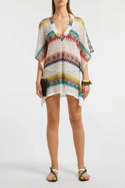 Shop Missoni Crochet-knit Kaftan In Multicoloured
