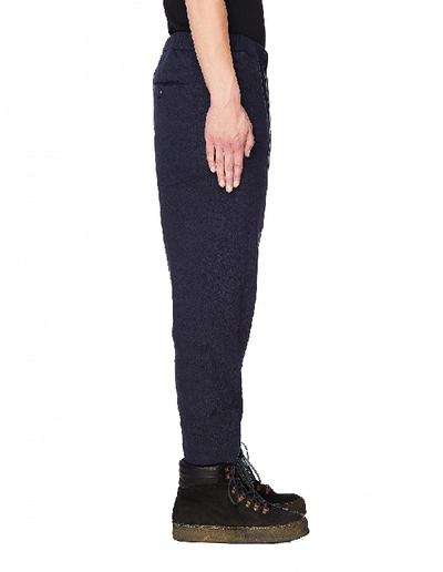 Shop Ziggy Chen Navy Blue Cropped Baggy Trousers