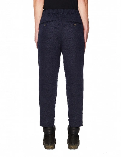 Shop Ziggy Chen Navy Blue Cropped Baggy Trousers
