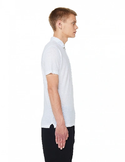 Shop 120% Lino White Linen Polo T-shirt