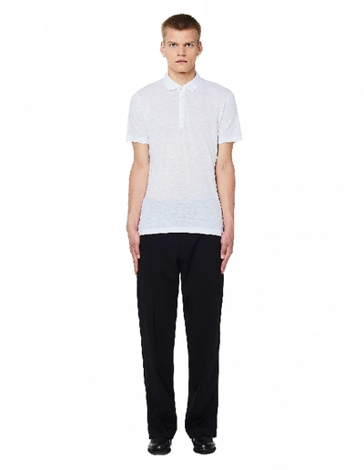 Shop 120% Lino White Linen Polo T-shirt