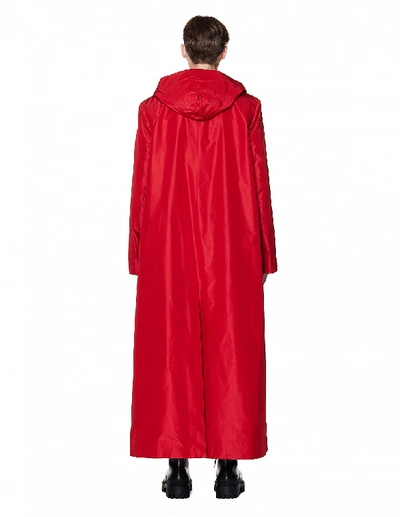 Shop Balenciaga Red Silk Hooded Coat