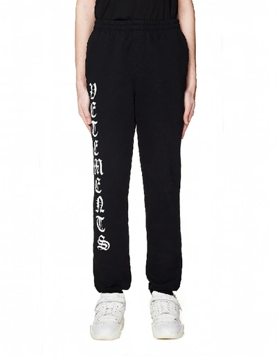Shop Vetements Gothic Logo Cotton Sweatpants In Black