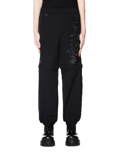 Shop Doublet Embroidered Transformer Trackpants In Black