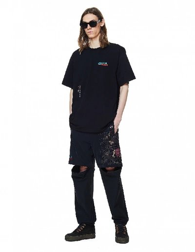 Shop Doublet Embroidered Transformer Trackpants In Black