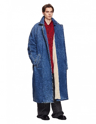 Shop Balenciaga Blue Denim Coat